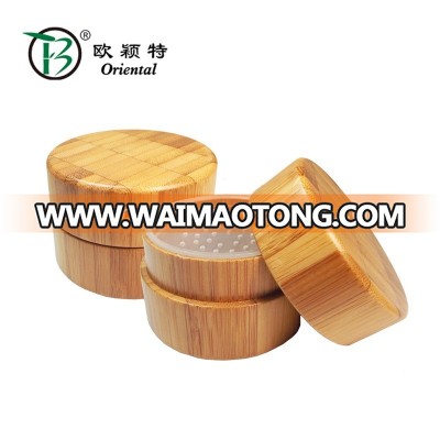 High quality natural customized bamboo loose powder case empty bamboo loose powder container packaging